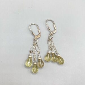 Sterling Silver Olive Gemstone Chandelier Earrings